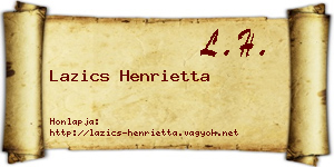 Lazics Henrietta névjegykártya